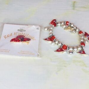 Red Hat Lady Bracelet and Brooch Set